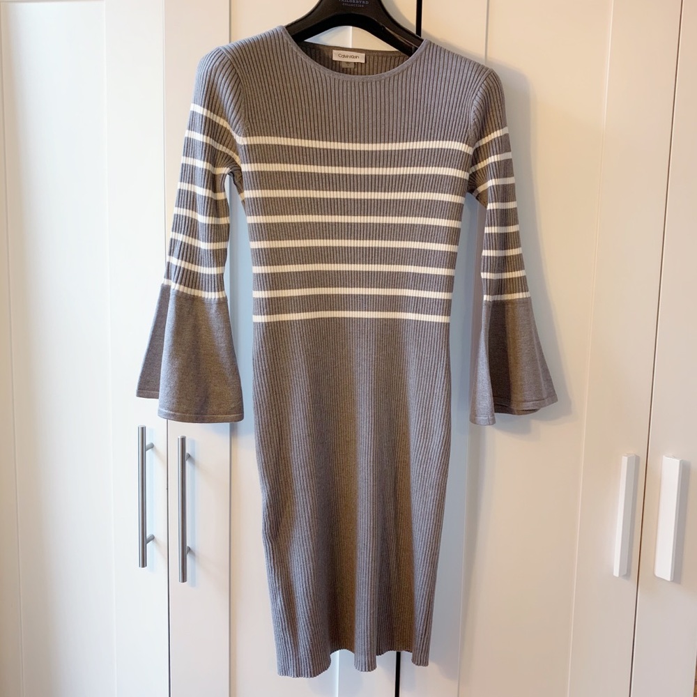 Calvin Klein Bell Sleeves Knit Sweater Dress